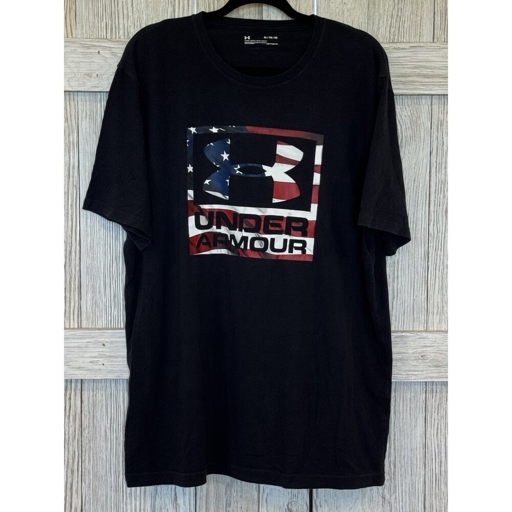 Under Armour Mens Shirt Black XL Heatgear‎ Patriotic Flag Graphic Print USA